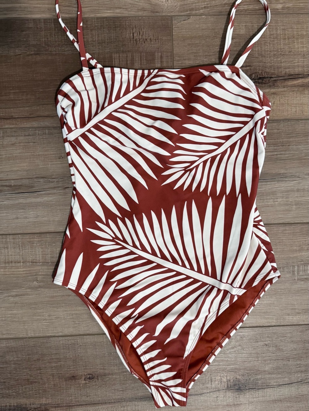 Shade & Shore Rust and White Palm One-Piece Swimsuit